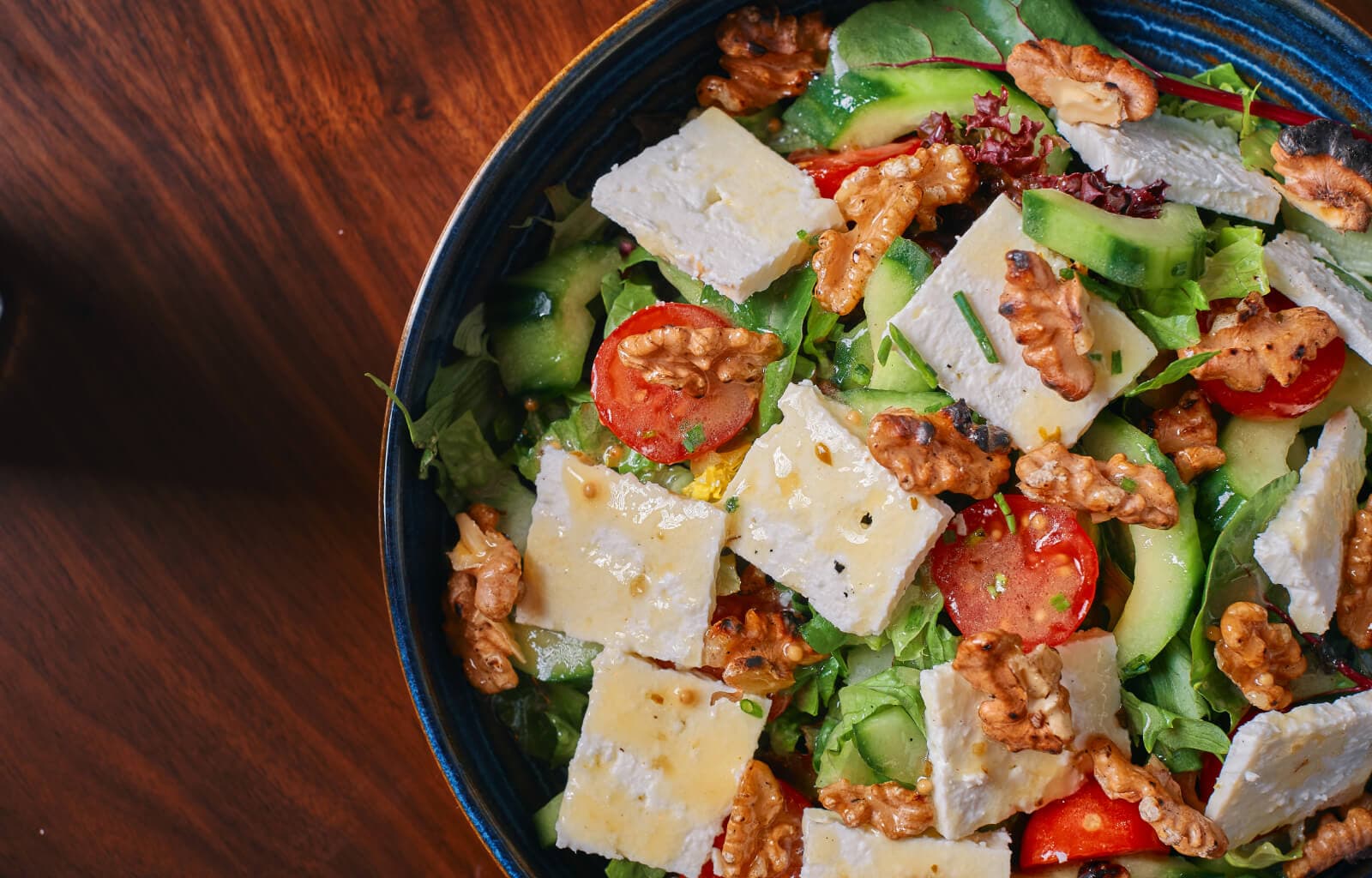 Feta, walnut and tomato salad